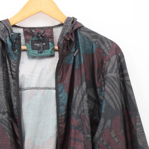 Resolution Perfomance Windbreaker Jacket Mens Black Floral Pattern Lightweight M - Picture 2 of 9